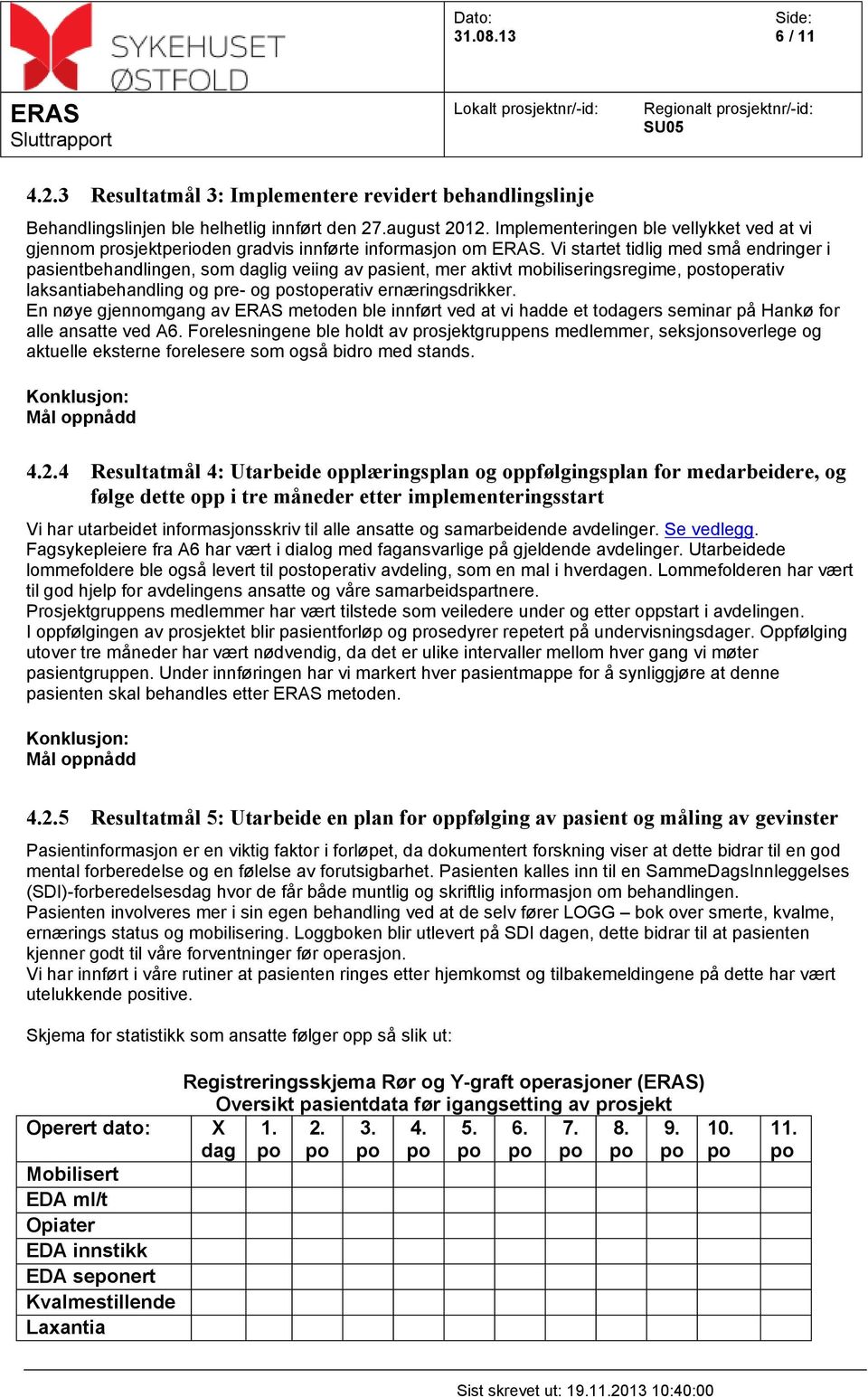 Vi startet tidlig med små endringer i pasientbehandlingen, som daglig veiing av pasient, mer aktivt mobiliseringsregime, postoperativ laksantiabehandling og pre- og postoperativ ernæringsdrikker.