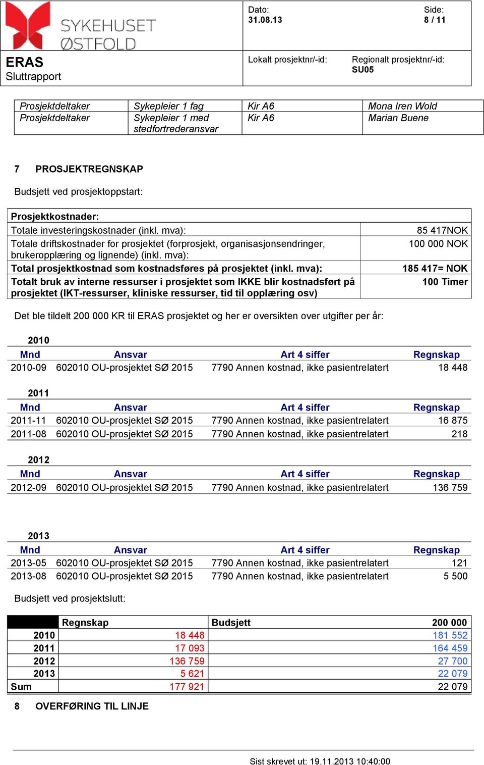 mva): Total prosjektkostnad som kostnadsføres på prosjektet (inkl.