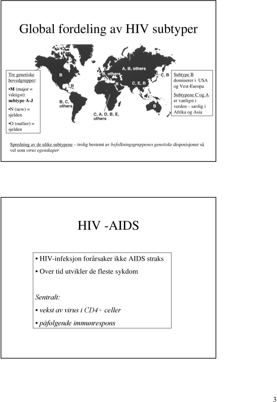 ulike subtypene trolig bestemt av befolkningsgruppenes genetiske disposisjoner så vel som virus egenskaper HIV -AIDS