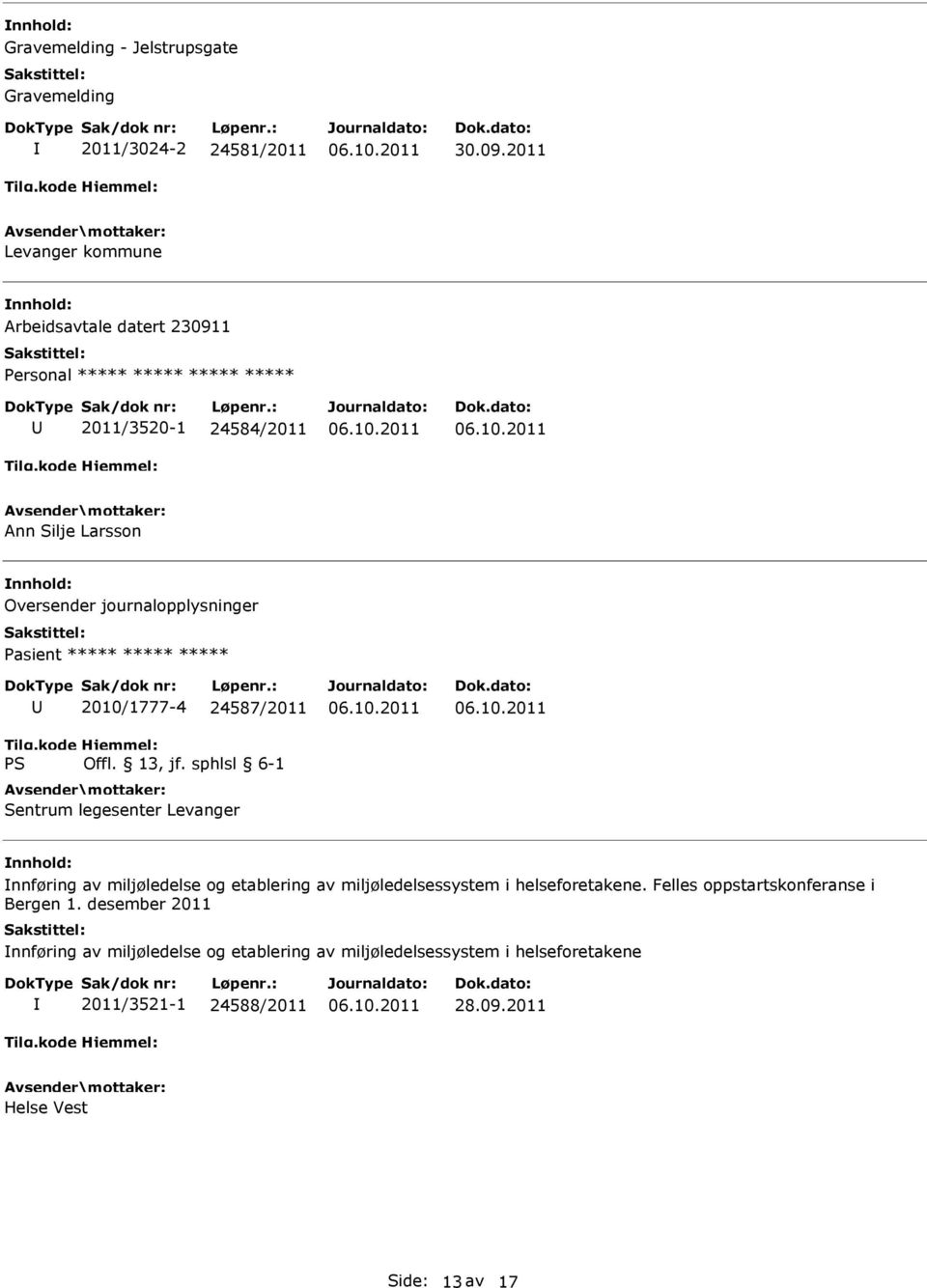 2010/1777-4 24587/2011 Sentrum legesenter Levanger nnføring av miljøledelse og etablering av miljøledelsessystem i