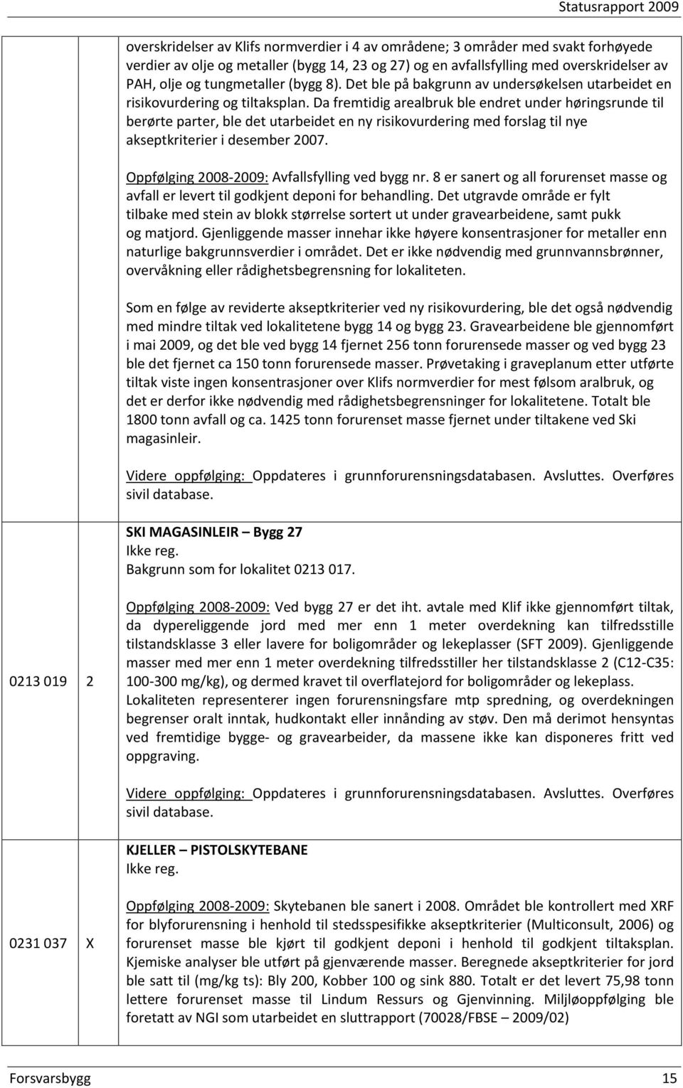 Da fremtidig arealbruk ble endret under høringsrunde til berørte parter, ble det utarbeidet en ny risikovurdering med forslag til nye akseptkriterier i desember 2007.