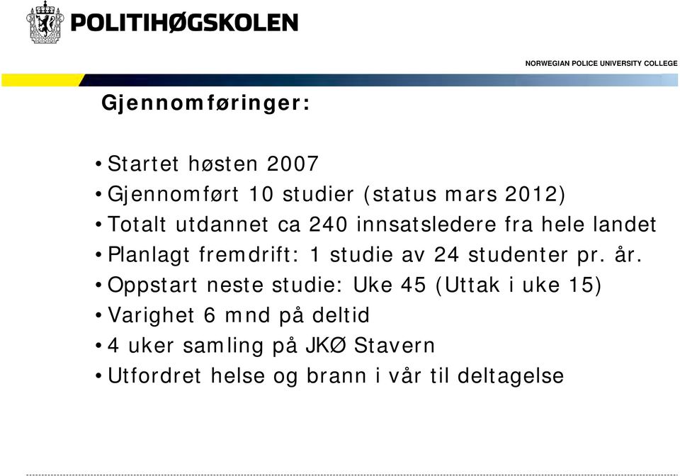 av 24 studenter pr. år.