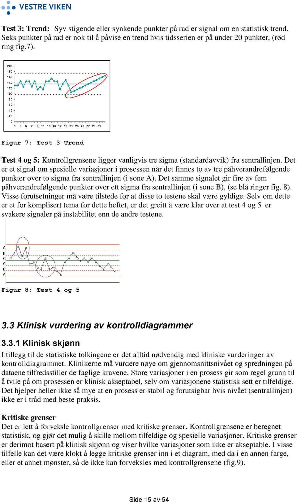 Det er et signal om spesielle variasjoner i prosessen når det finnes to av tre påhverandrefølgende punkter over to sigma fra sentrallinjen (i sone A).