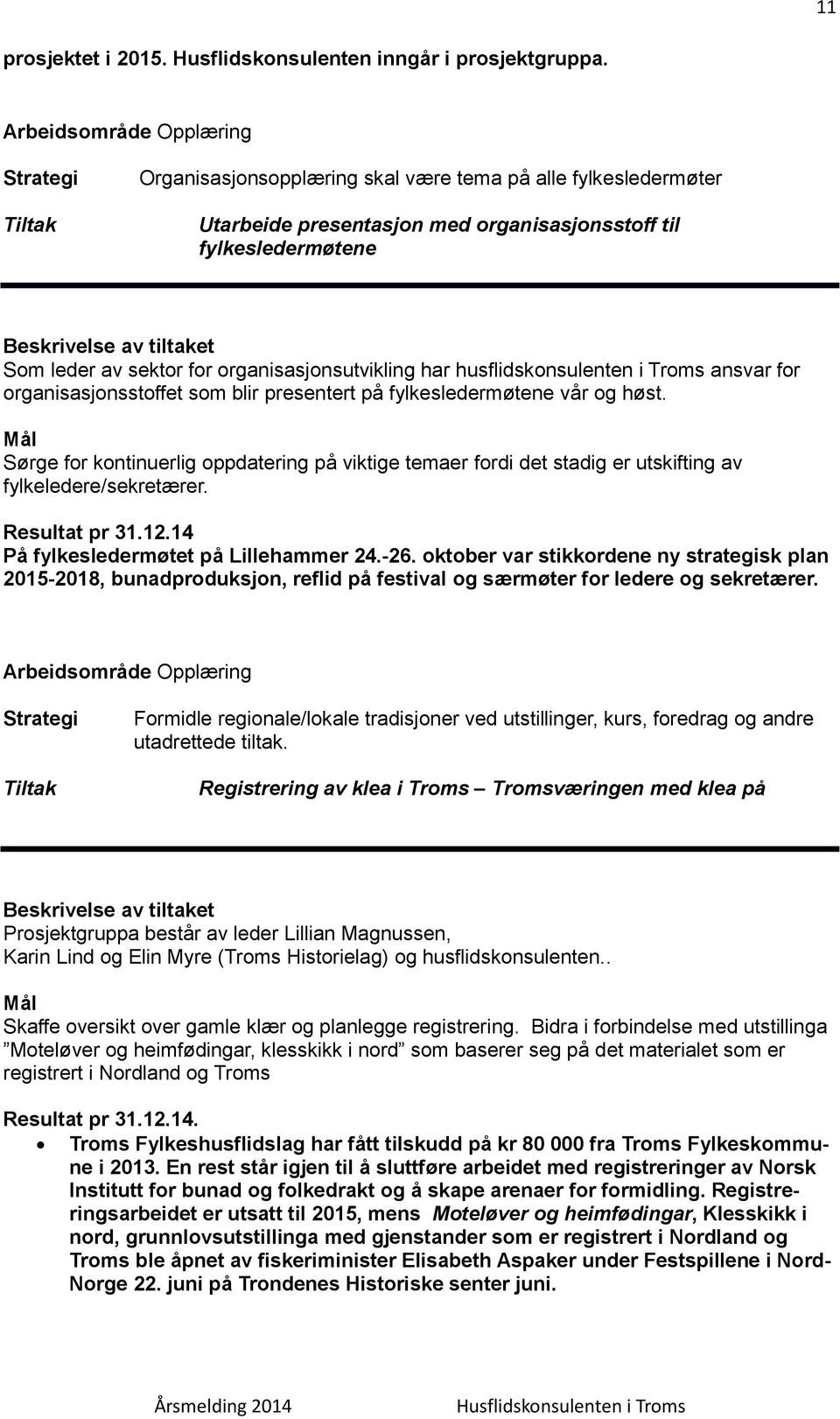 organisasjonsutvikling har husflidskonsulenten i Troms ansvar for organisasjonsstoffet som blir presentert på fylkesledermøtene vår og høst.