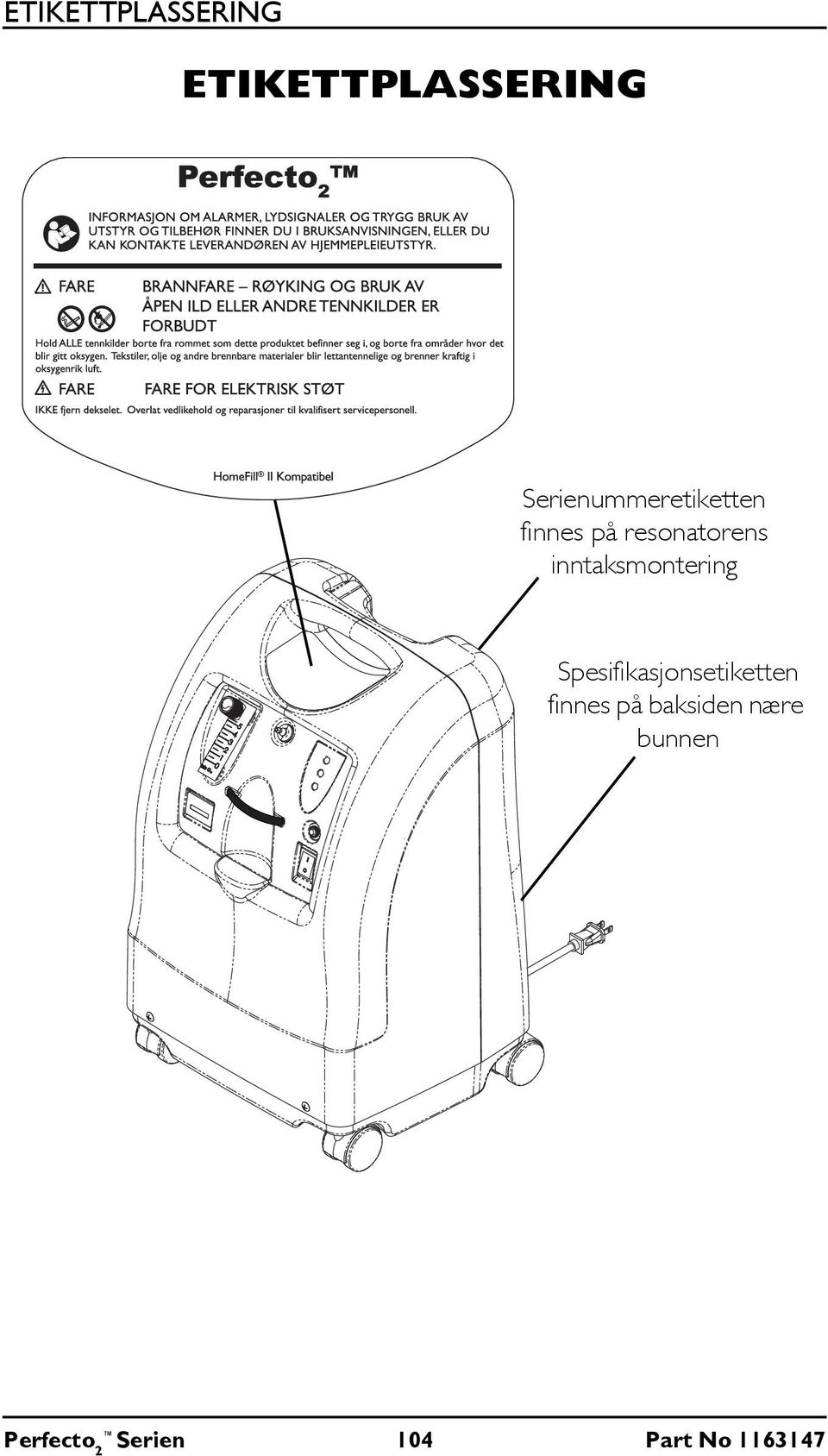 inntaksmontering Spesifikasjonsetiketten finnes