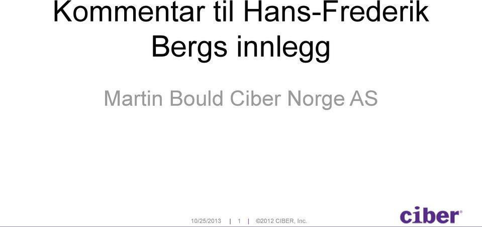 innlegg Martin Bould