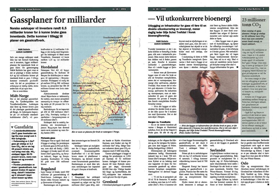 Natur & miljø Bulletin 7 Gassplaner for milliarder Norske selskaper vil investere rundt N&M BulletIn AUDUN GARBERG Selv om mange selskaper ennå ikke har tatt formell beslutning om å investere, ligger