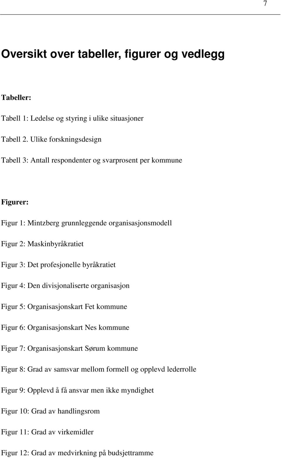 3: Det profesjonelle byråkratiet Figur 4: Den divisjonaliserte organisasjon Figur 5: Organisasjonskart Fet kommune Figur 6: Organisasjonskart Nes kommune Figur 7: