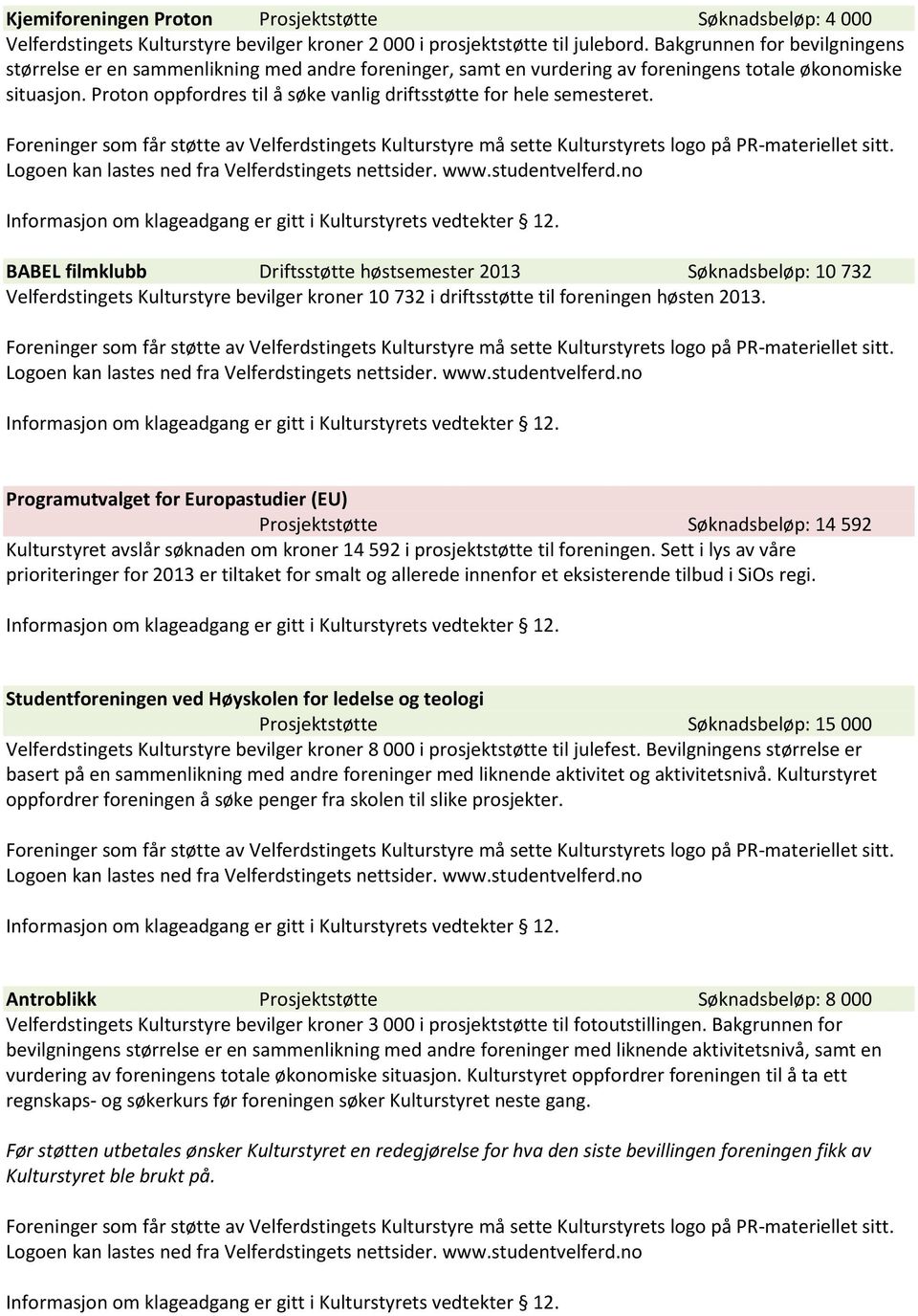 Proton oppfordres til å søke vanlig driftsstøtte for hele semesteret.