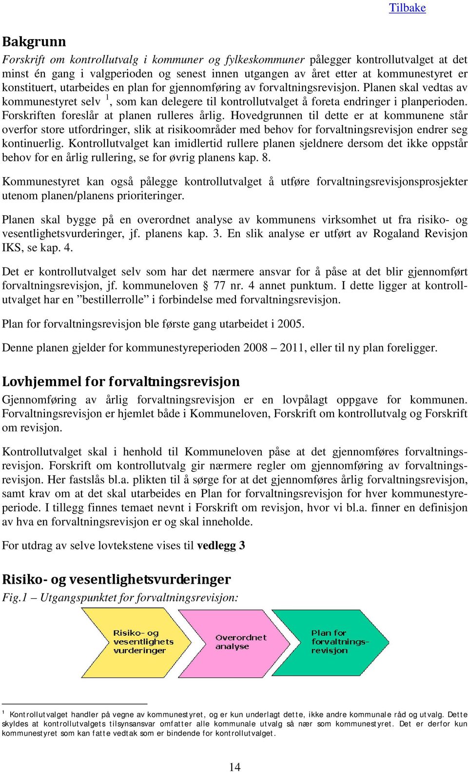 Planen skal vedtas av kommunestyret selv 1, som kan delegere til kontrollutvalget å foreta endringer i planperioden. Forskriften foreslår at planen rulleres årlig.