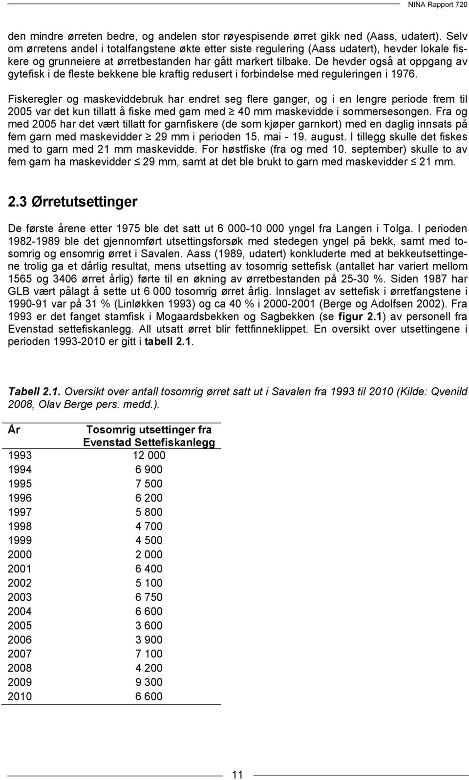 De hevder også at oppgang av gytefisk i de fleste bekkene ble kraftig redusert i forbindelse med reguleringen i 1976.