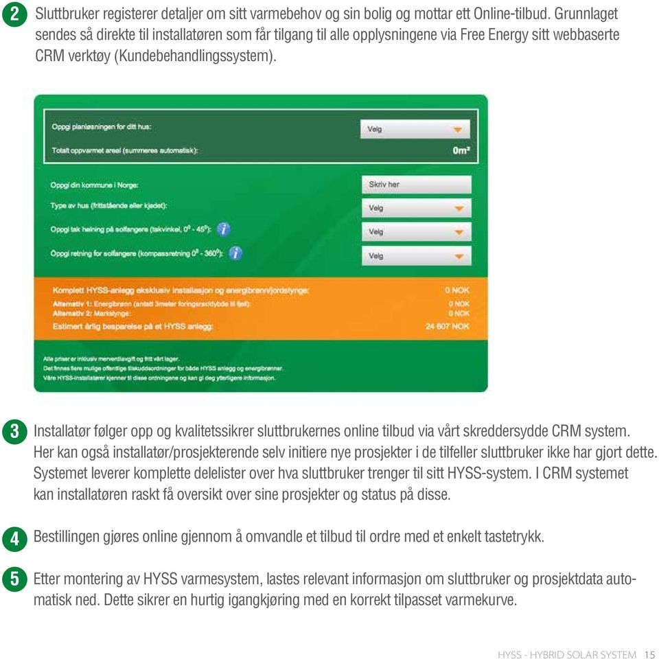 Installatør følger opp og kvalitetssikrer sluttbrukernes online tilbud via vårt skreddersydde CRM system.