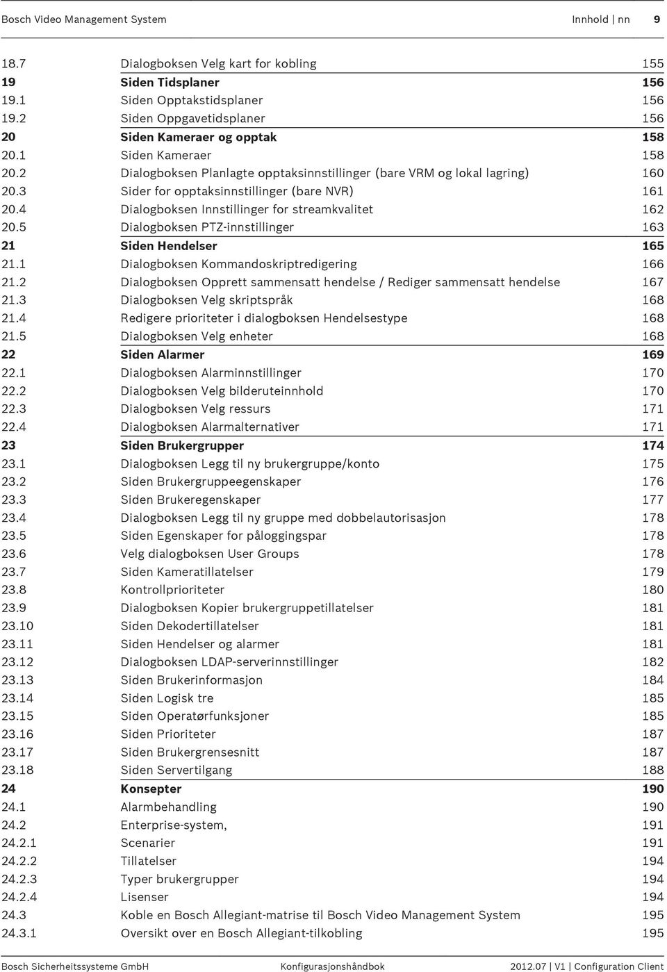 3 Sider for opptaksinnstillinger (bare NVR) 161 20.4 Dialogboksen Innstillinger for streamkvalitet 162 20.5 Dialogboksen PTZ-innstillinger 163 21 Siden Hendelser 165 21.