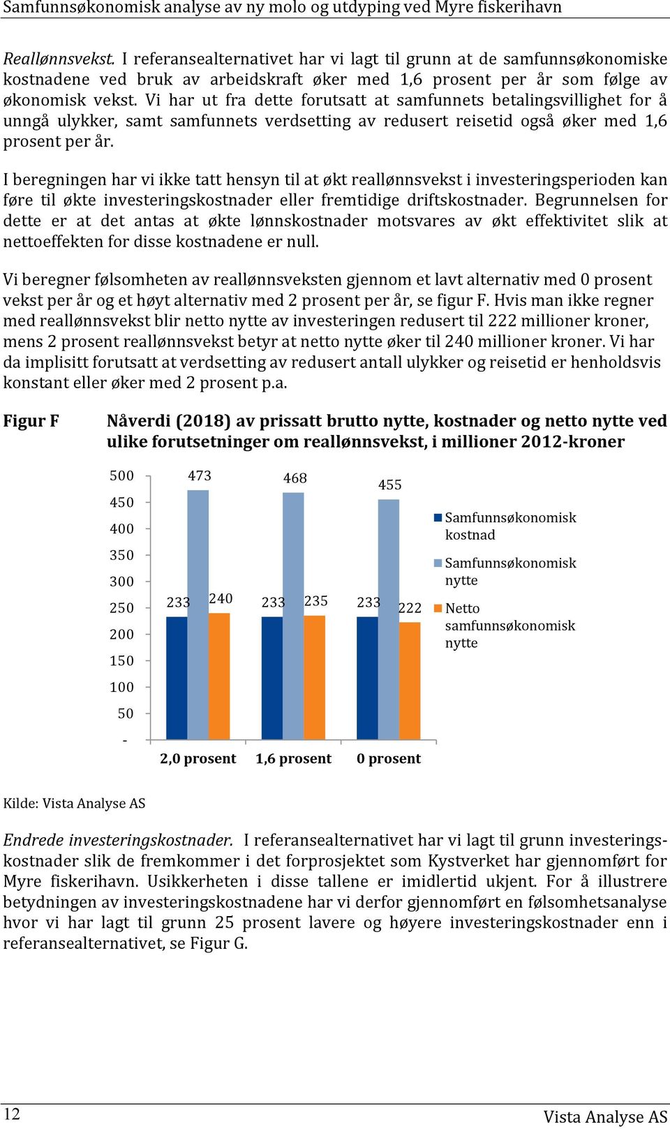 I beregningen har vi ikke tatt hensyn til at økt reallønnsvekst i investeringsperioden kan føre til økte investeringskostnader eller fremtidige driftskostnader.