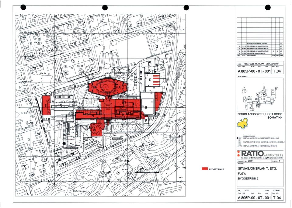 04 NERV. VIGAETT: NORDLANDSSYKEHUSET BODØ SOMATIKK NEDPLAR AFGRERTER R1. INLESTRECRI IS C. 0354 OSLO InlmsflT DSl SWECO GRGINEIR NONSVEIEM I 0313 OR.