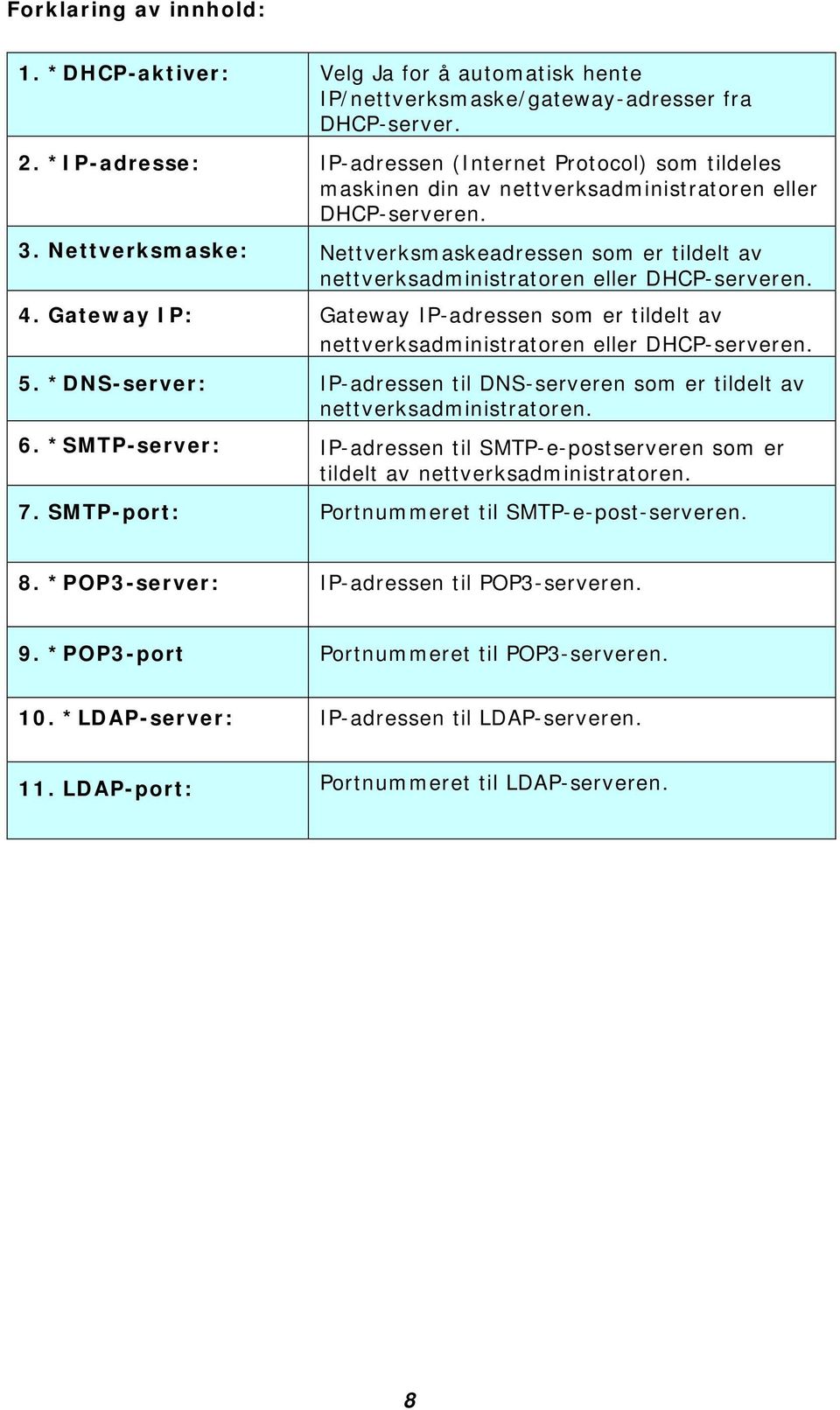 Nettverksmaske: Nettverksmaskeadressen som er tildelt av nettverksadministratoren eller DHCP-serveren. 4.