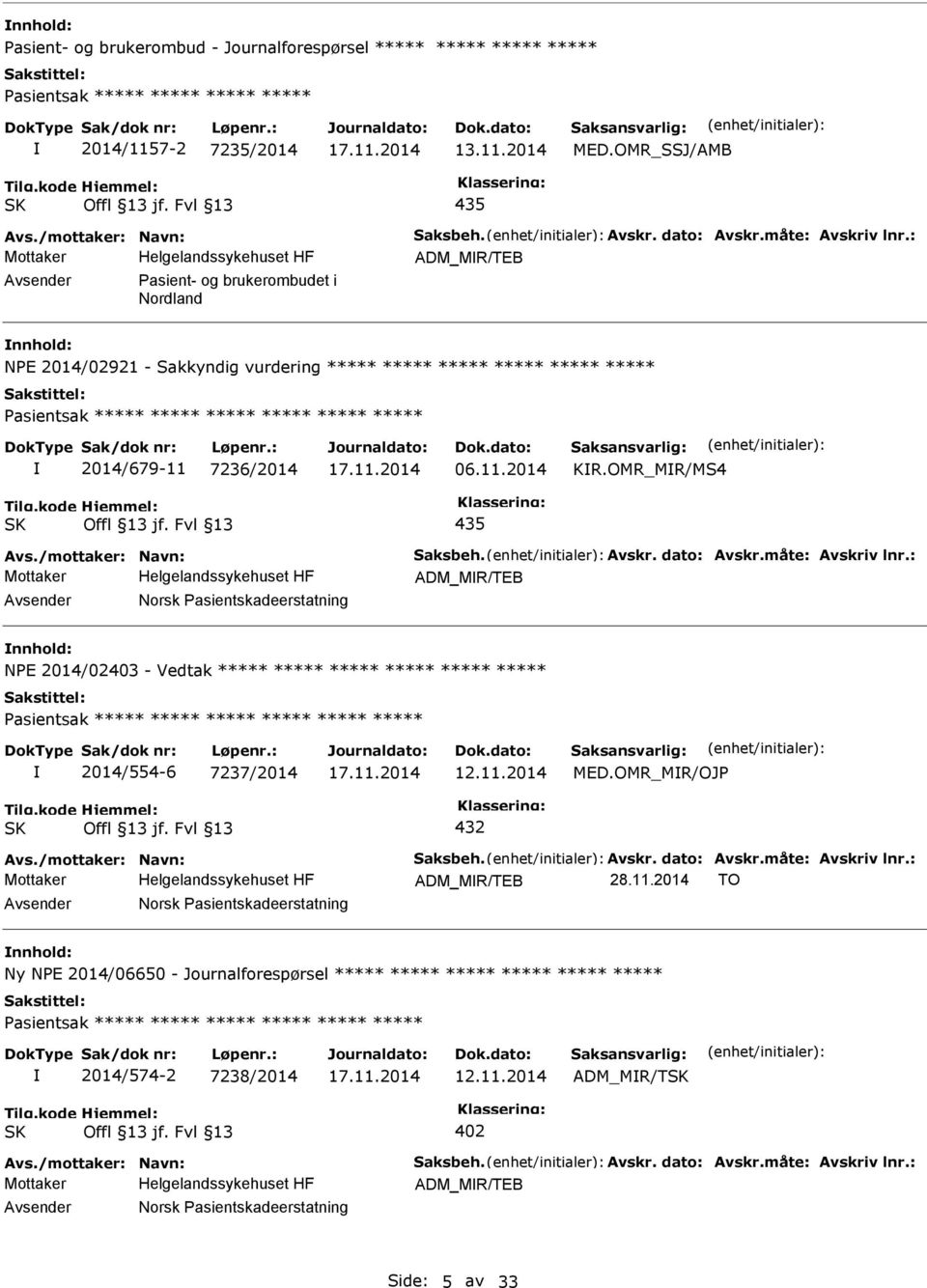 : ADM_MR/TEB asient- og brukerombudet i Nordland nnhold: NE 2014/02921 - Sakkyndig vurdering ***** ***** ***** ***** ***** ***** asientsak ***** ***** ***** ***** ***** ***** 2014/679-11 7236/2014 06.