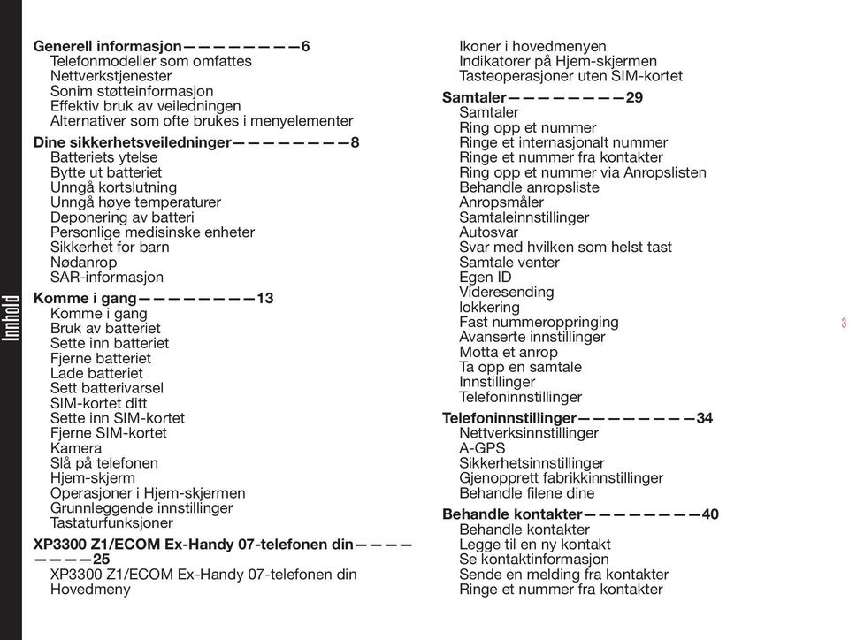 SAR-informasjon Komme i gang 13 Komme i gang Bruk av batteriet Sette inn batteriet Fjerne batteriet Lade batteriet Sett batterivarsel SIM-kortet ditt Sette inn SIM-kortet Fjerne SIM-kortet Kamera Slå
