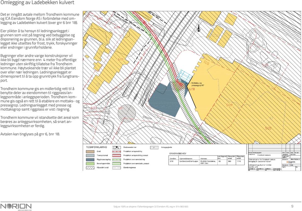 Bygninger eller andre varige konstruksjoner vil ikke bli bygd nærmere enn 4 meter fra offentlige ledninger uten skriftlig tillatelse fra Trondheim kommune.