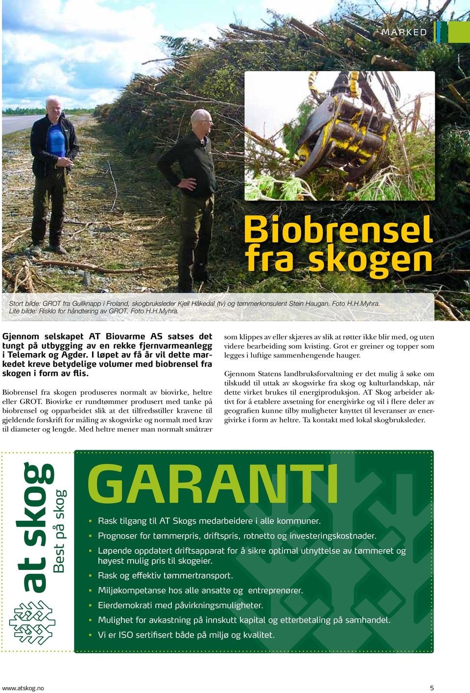 I løpet av få år vil dette markedet kreve betydelige volumer med biobrensel fra skogen i form av flis. Biobrensel fra skogen produseres normalt av biovirke, heltre eller GROT.
