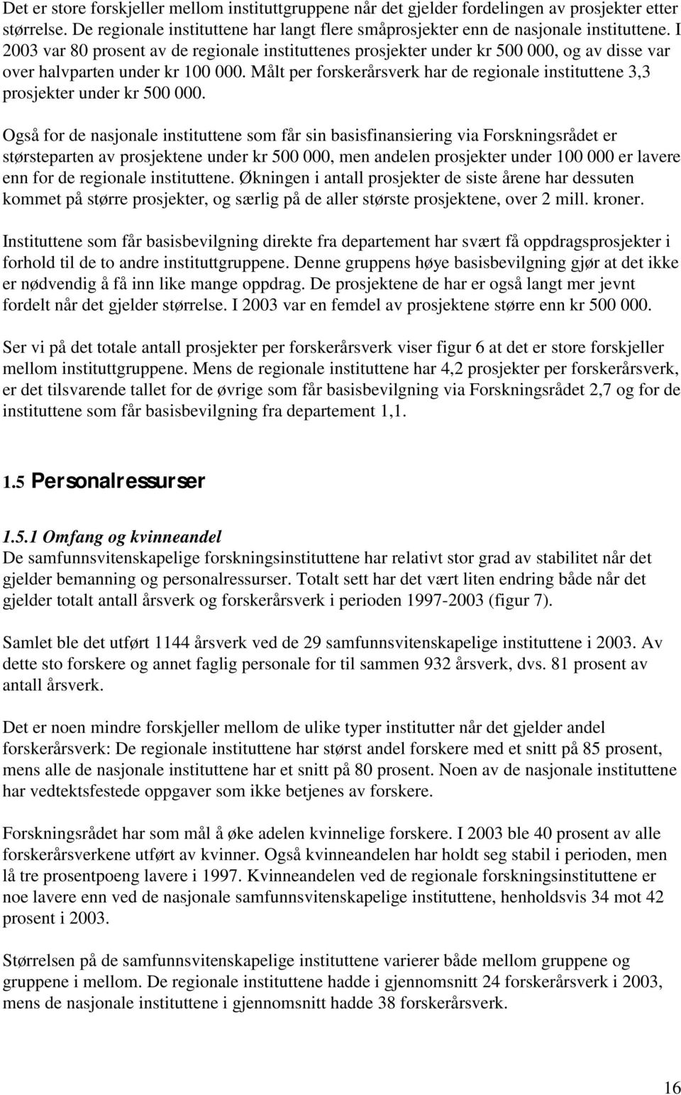 Målt per forskerårsverk har de regionale instituttene 3,3 prosjekter under kr 500 000.