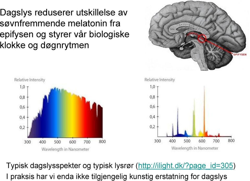 dagslysspekter og typisk lysrør (http://ilight.dk/?