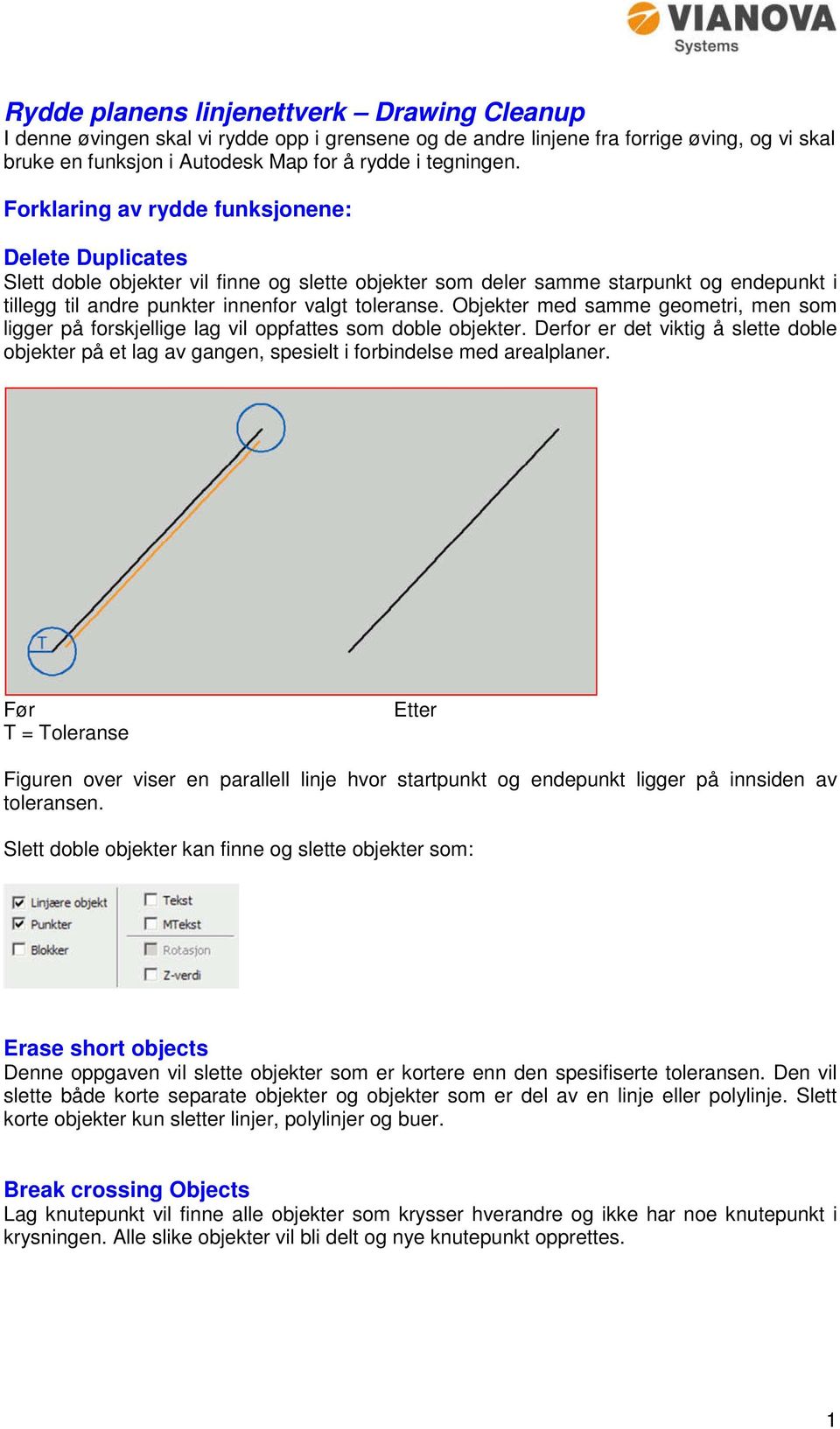 Objekter med samme geometri, men som ligger på forskjellige lag vil oppfattes som doble objekter.