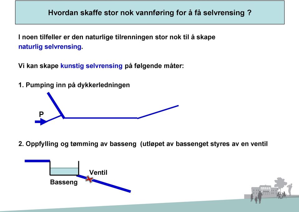 selvrensing. Vi kan skape kunstig selvrensing på følgende måter: 1.