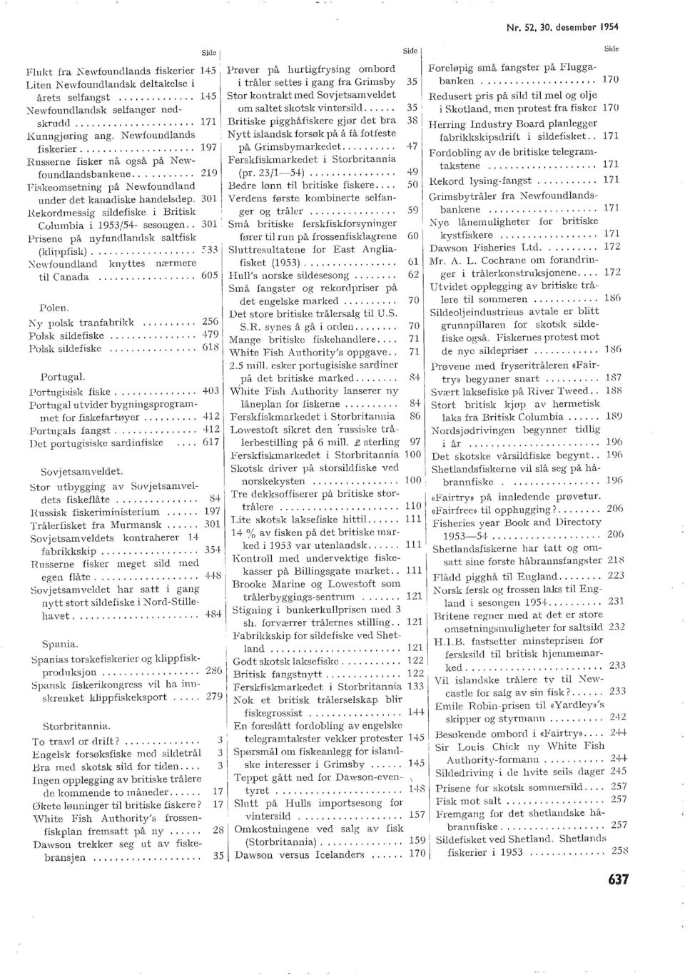 301 Eekordmessig sildefiske i Britisk Columbia i 1953/54- sesongen.. 301 Prisene på nyfundlandsk saltfisk (klippfisk)................... ~33 :\ ew foundland til Canada Polen.