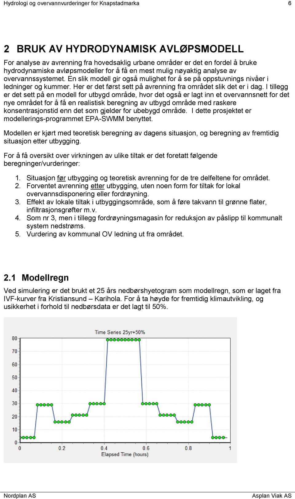 Her er det først sett på avrenning fra området slik det er i dag.