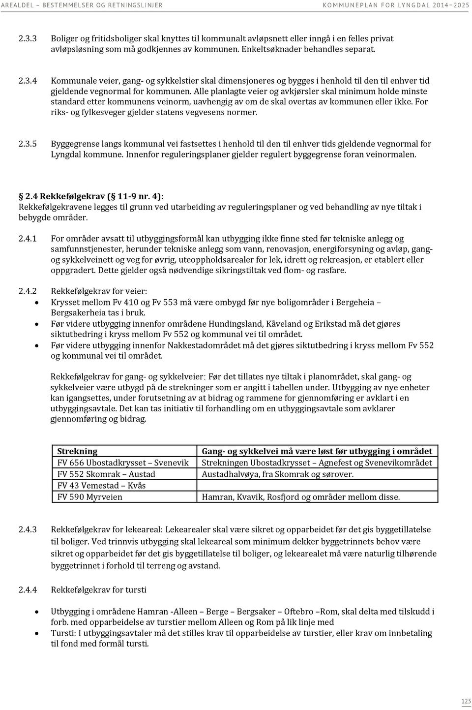 Alle planlagte veier og avkjørsler skal minimum holde minste standard etter kommunens veinorm, uavhengig av om de skal overtas av kommunen eller ikke.