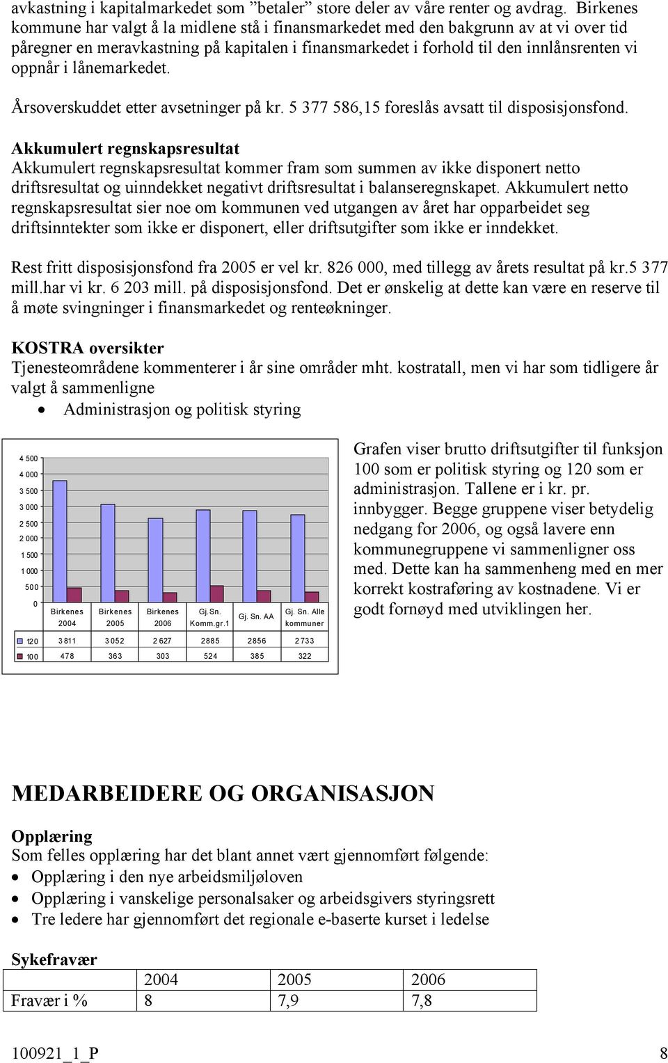 lånemarkedet. Årsoverskuddet etter avsetninger på kr. 5 377 586,15 foreslås avsatt til disposisjonsfond.