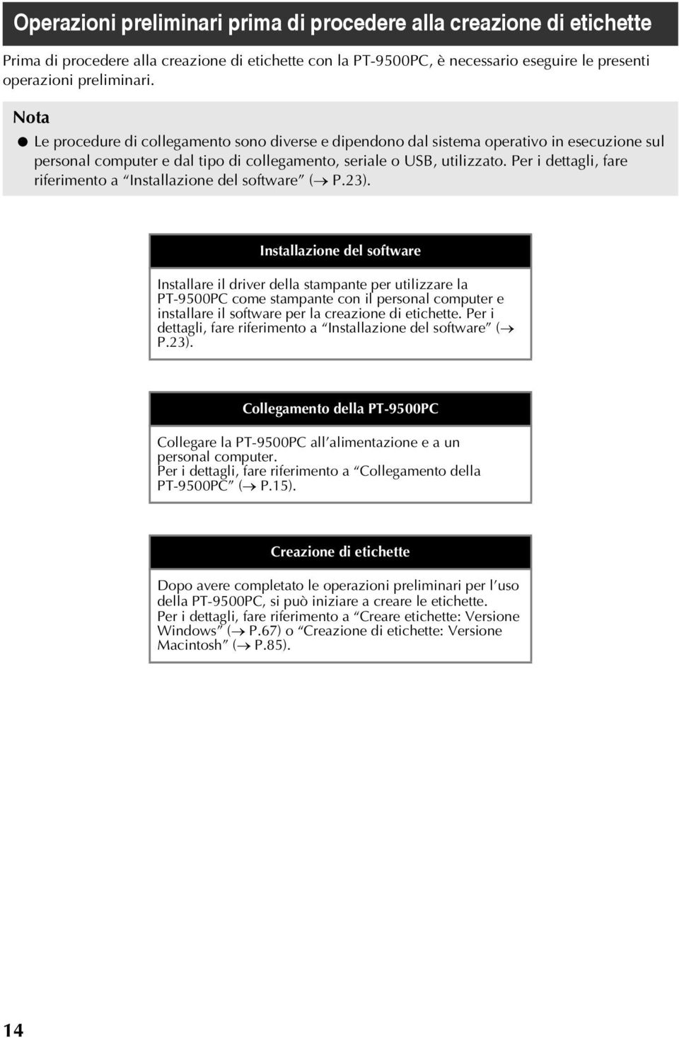 Per i dettagli, fare riferimento a Installazione del software ( P.23).