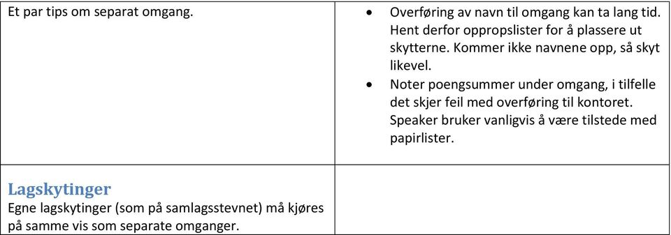 Noter poengsummer under omgang, i tilfelle det skjer feil med overføring til kontoret.