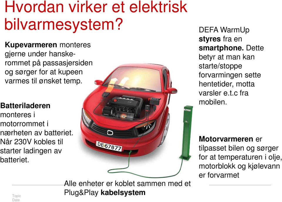 Batteriladeren monteres i motorrommet i nærheten av batteriet. Når 230V kobles til starter ladingen av batteriet.