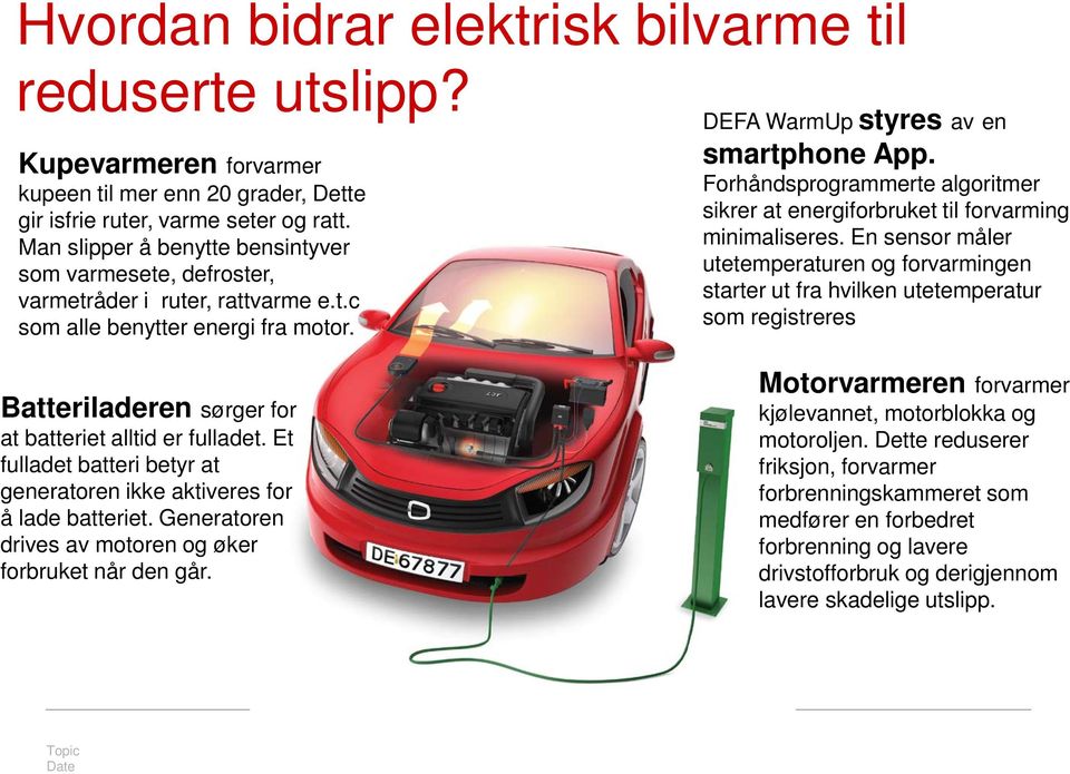 Forhåndsprogrammerte algoritmer sikrer at energiforbruket til forvarming minimaliseres.