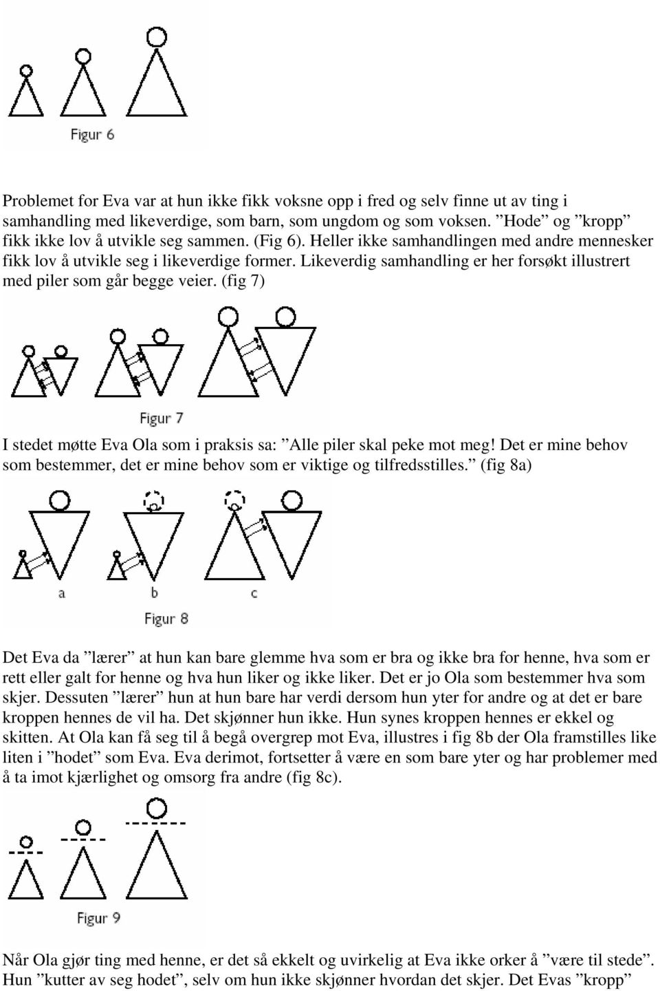 (fig 7) I stedet møtte Eva Ola som i praksis sa: Alle piler skal peke mot meg! Det er mine behov som bestemmer, det er mine behov som er viktige og tilfredsstilles.