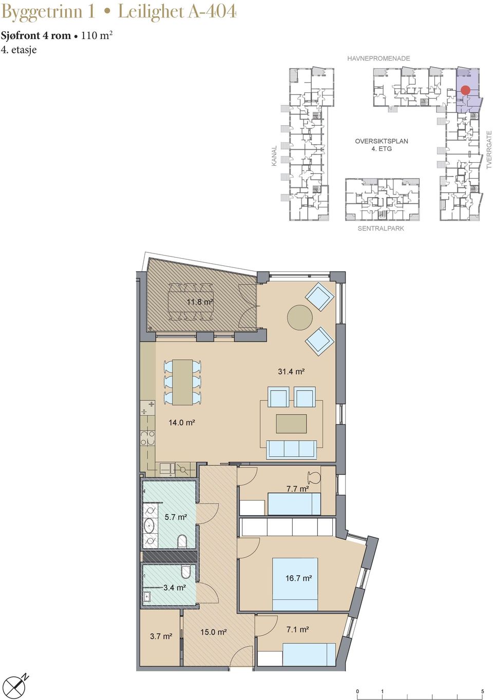 8 m² ( m2 totalt) C-6 3m² 4R KJØKKEN STUE 3.4 m² 3.4 m² 4. m² 4. m² 6. m² SOV 7.