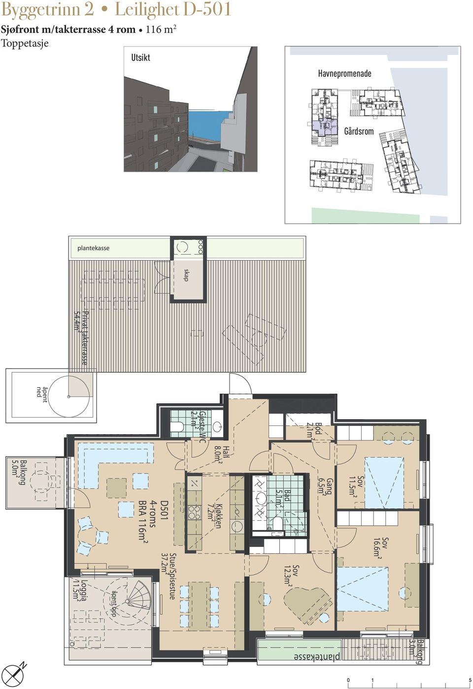 Havnepromenade Gårdsrom 7 m² C-6 3m²