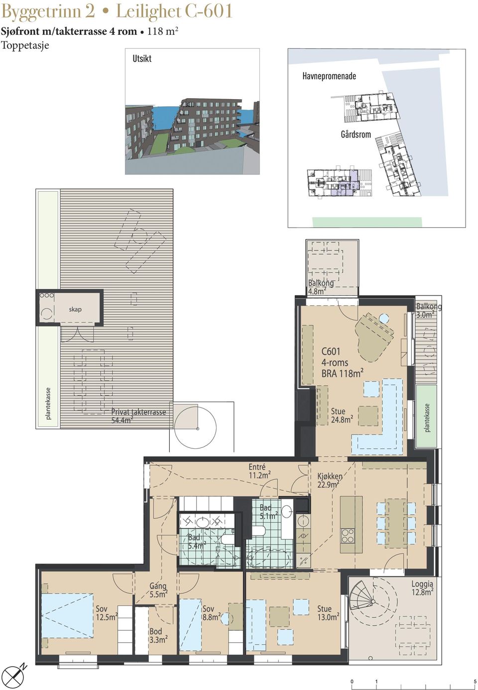 Havnepromenade Gårdsrom 7 m² C-6 3m²