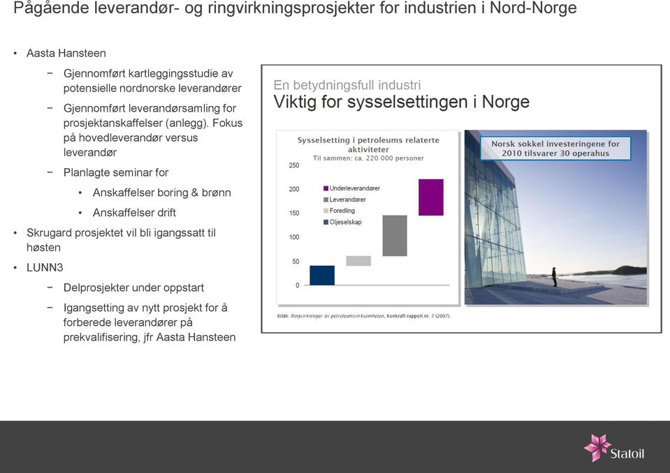 Fokus på hovedleverandør versus leverandør Planlagte seminar for Anskaffelser boring & brønn Anskaffelser drift Skrugard