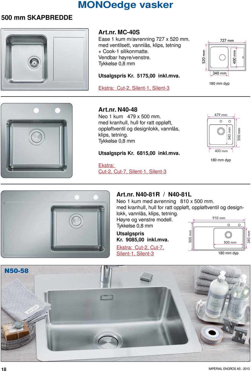 Tykkelse 0,8 mm Kr. 6815,00 inkl.mva. Ekstra: Cut-2, Cut-7, Silent-1, Silent-3 Art.nr. N40-81R / N40-81L Neo 1 kum med avrenning 810 x 500 mm.