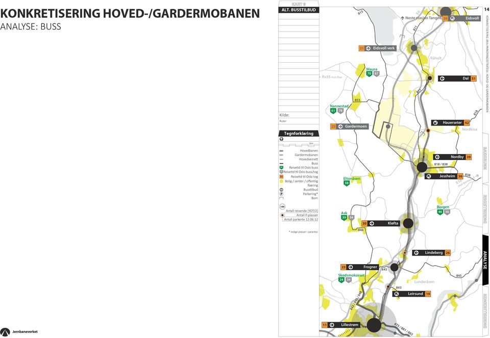 Hovedveinett Buss 9 Reisetid til Oslo buss 9 Reisetid til Oslo buss/tog 5 Reisetid til Oslo tog Bolig / senter / offentlig Næring Busstilbud Parkering*