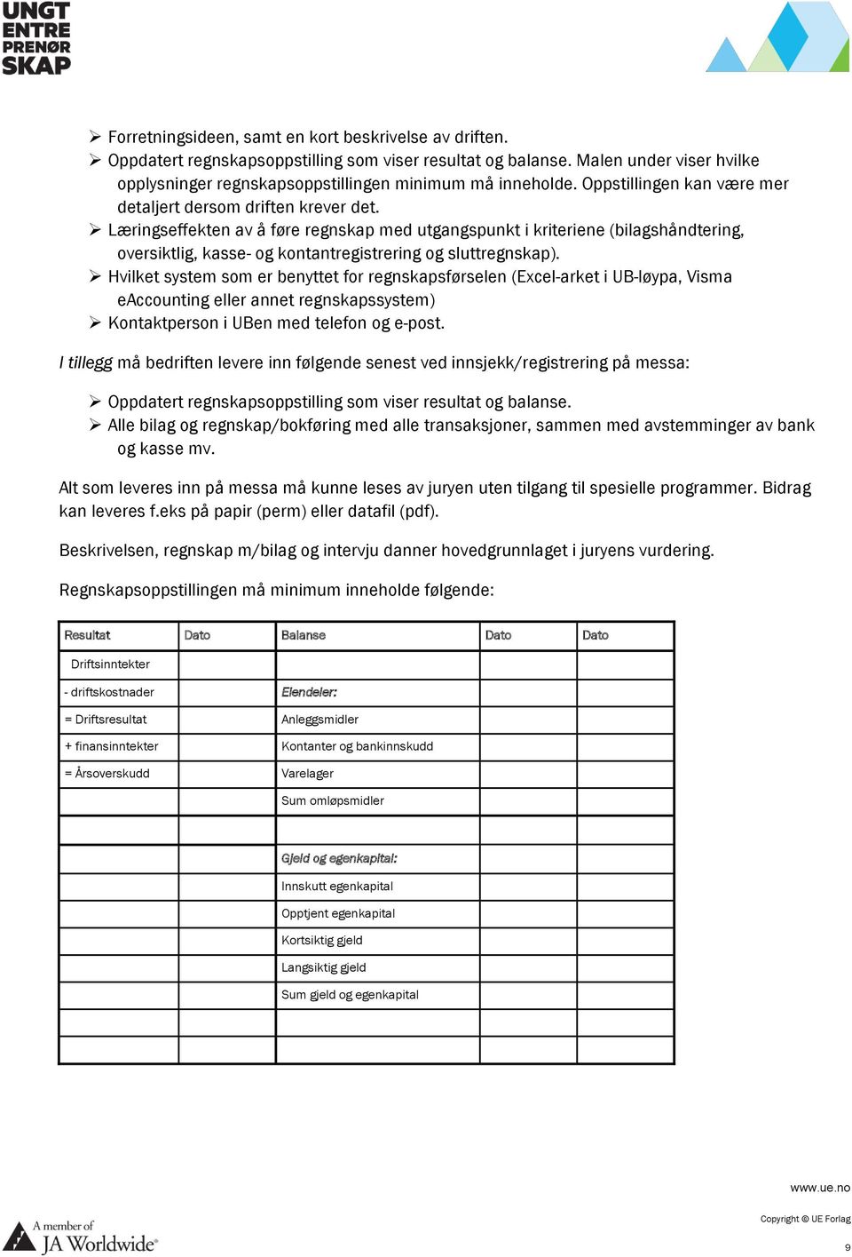 Læringseffekten av å føre regnskap med utgangspunkt i kriteriene (bilagshåndtering, oversiktlig, kasse- og kontantregistrering og sluttregnskap).