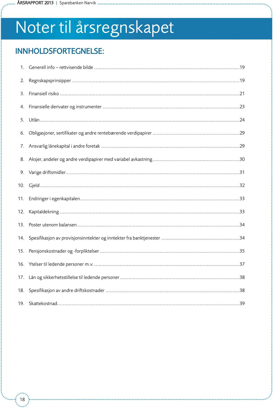 Aksjer, andeler og andre verdipapirer med variabel avkastning...30 9. Varige driftsmidler...31 10. Gjeld...32 11. Endringer i egenkapitalen...33 12. Kapitaldekning...33 13. Poster utenom balansen.