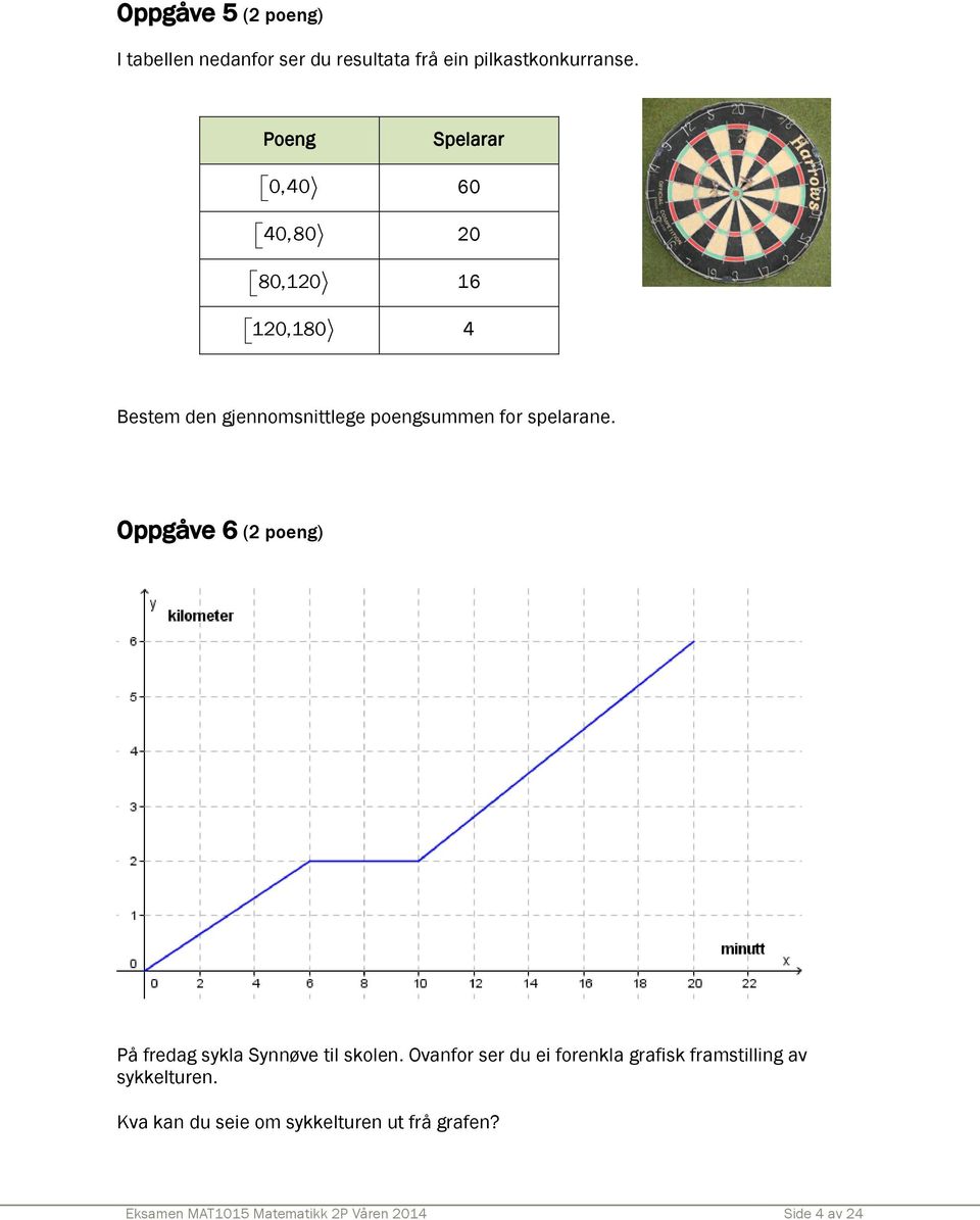 spelarane. Oppgåve 6 (2 poeng) På fredag sykla Synnøve til skolen.