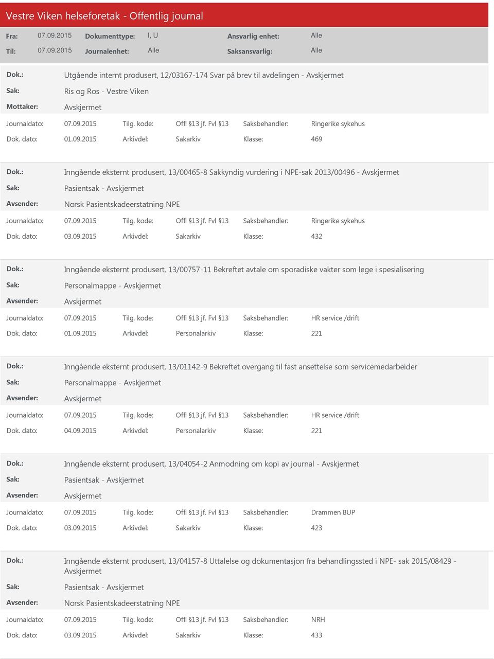 produsert, 13/00757-11 Bekreftet avtale om sporadiske vakter som lege i spesialisering Personalmappe - Dok. dato: 01.09.