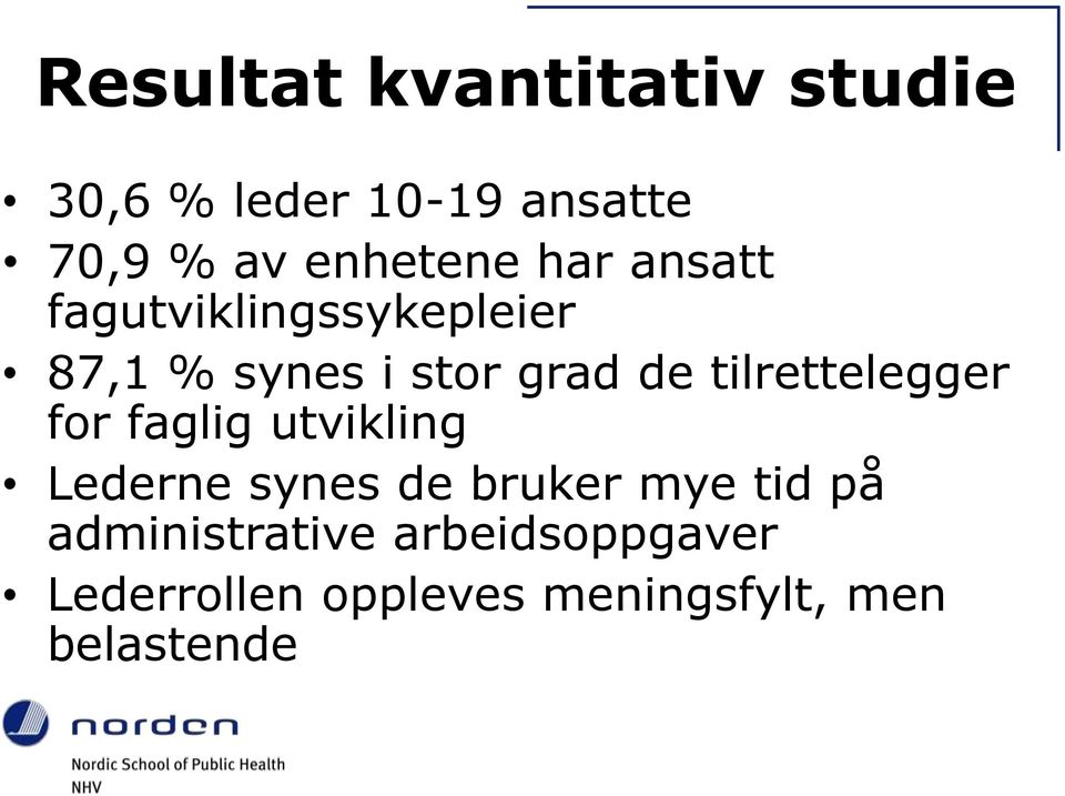 tilrettelegger for faglig utvikling Lederne synes de bruker mye tid på