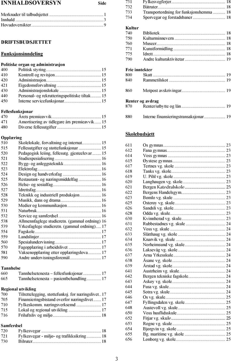 ..15 Fellesfunksjonar 470 Årets premieavvik...15 471 Amortisering av tidlegare års premieavvik...15 480 Diverse fellesutgifter...15 Opplæring 510 Skolelokale, forvaltning og internat.