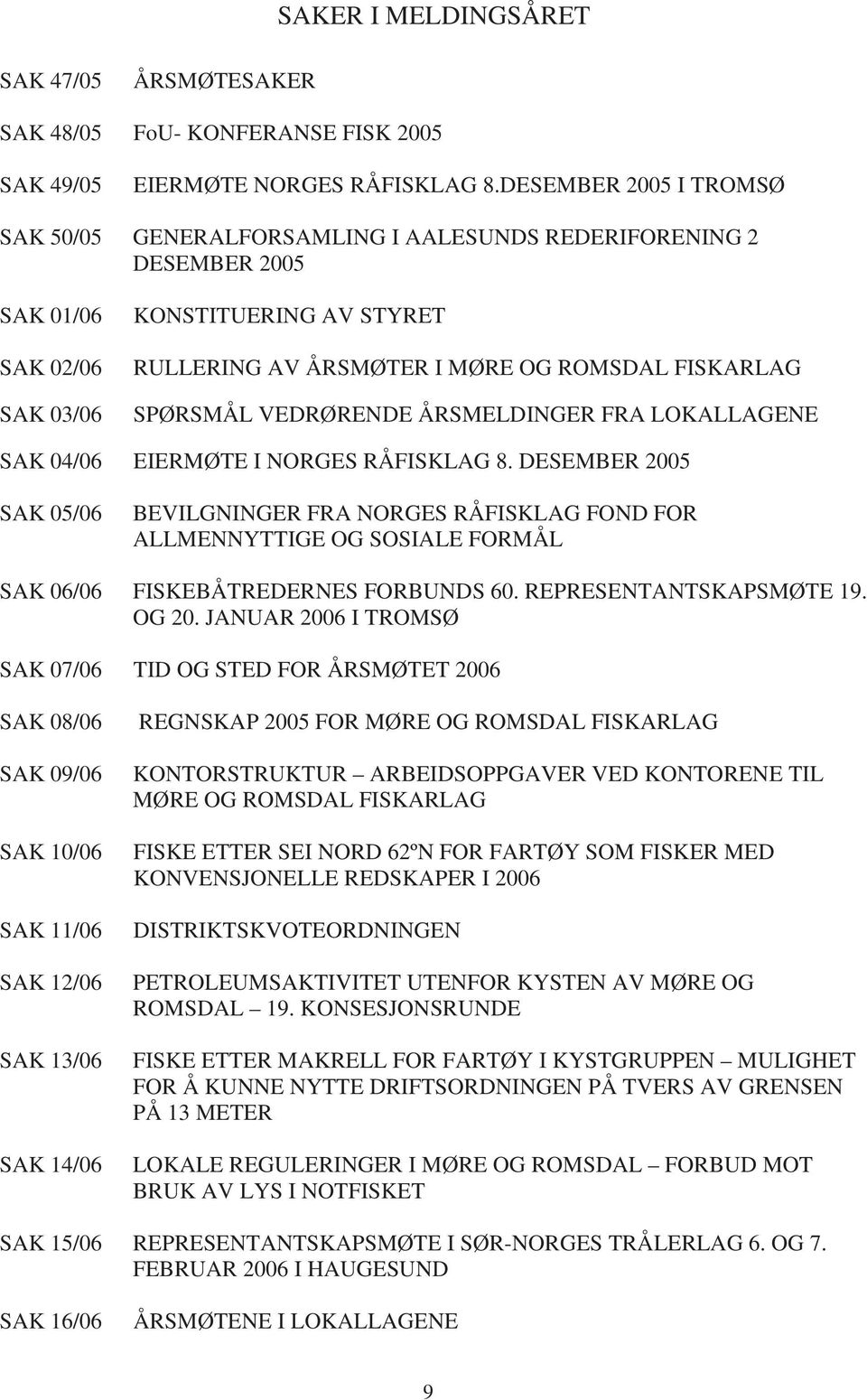 SPØRSMÅL VEDRØRENDE ÅRSMELDINGER FRA LOKALLAGENE SAK 04/06 EIERMØTE I NORGES RÅFISKLAG 8.